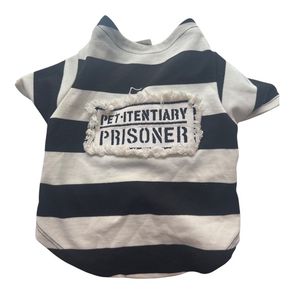 Bootique prisoner pet- ltentiary black white striped Pet Costume Small - Picture 1 of 7